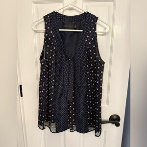 The Limited Navy and Beige Patterned Blouse